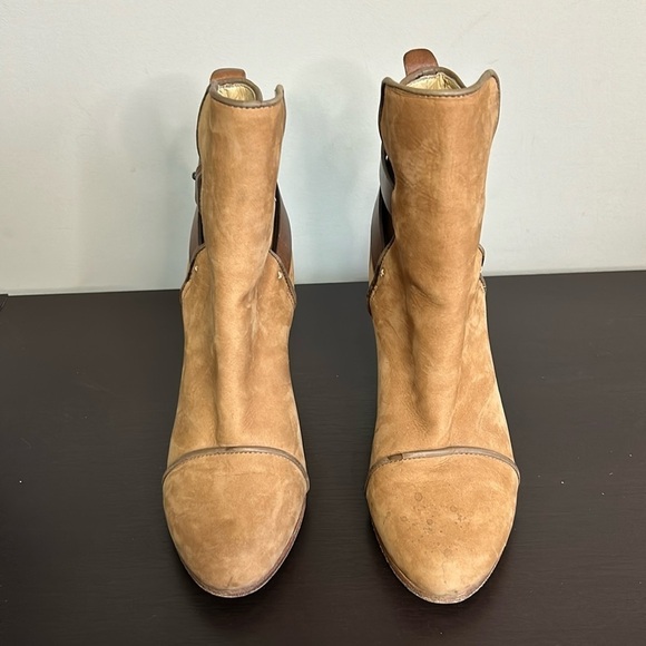Rag and Bone Harrow Nubuck Suede Ankle Boot Camel Chunky Heel Booties Sz 36 or 6 - Picture 3 of 16